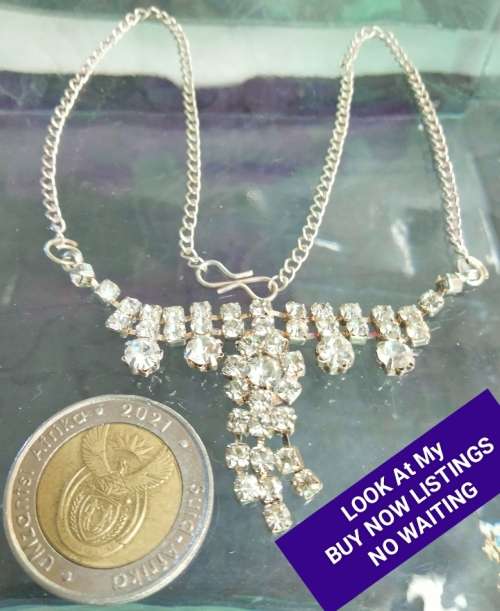 Necklace Rhinestone Cut Glass Crystal on chain LOOK At My BUY NOW