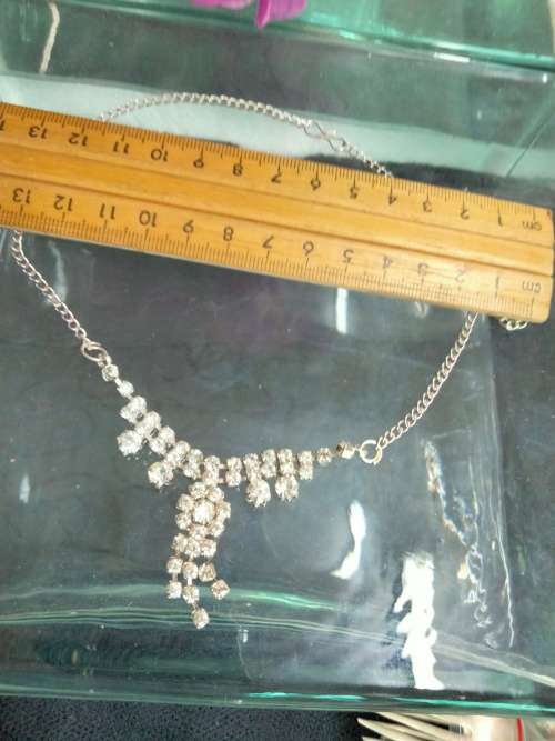 Necklace Rhinestone Cut Glass Crystal on chain LOOK At My BUY NOW
