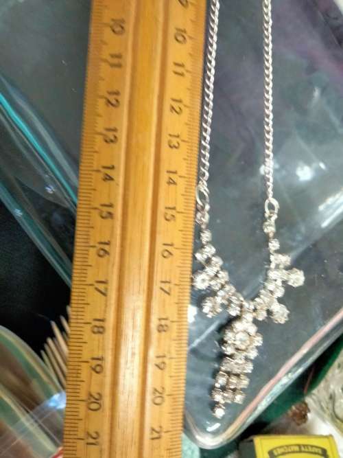 Necklace Rhinestone Cut Glass Crystal on chain LOOK At My BUY NOW
