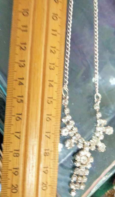 Necklace Rhinestone Cut Glass Crystal on chain LOOK At My BUY NOW