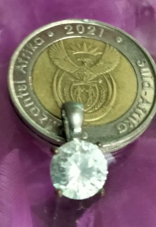 Necklace +Chain Sterling silver stamp 925  pendant large faceted cut stone Chain stamp Italy 925