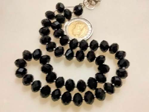 RAVISHING - Necklace  Choker Faceted Black Cut Crystals -Swarovski Style