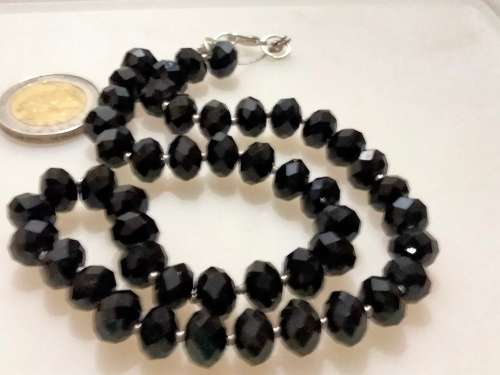 RAVISHING - Necklace  Choker Faceted Black Cut Crystals -Swarovski Style
