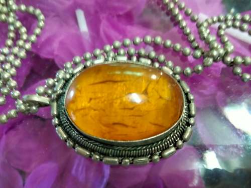 Necklace Unusual AMBER-CHAIN metal balls LOOK At My BUY NOW LISTINGS NO WAITING