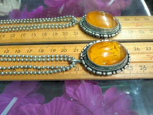 Necklace Unusual AMBER-CHAIN metal balls LOOK At My BUY NOW LISTINGS NO WAITING