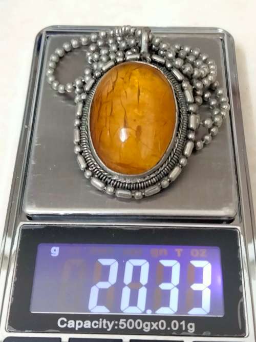Necklace Unusual AMBER-CHAIN metal balls LOOK At My BUY NOW LISTINGS NO WAITING