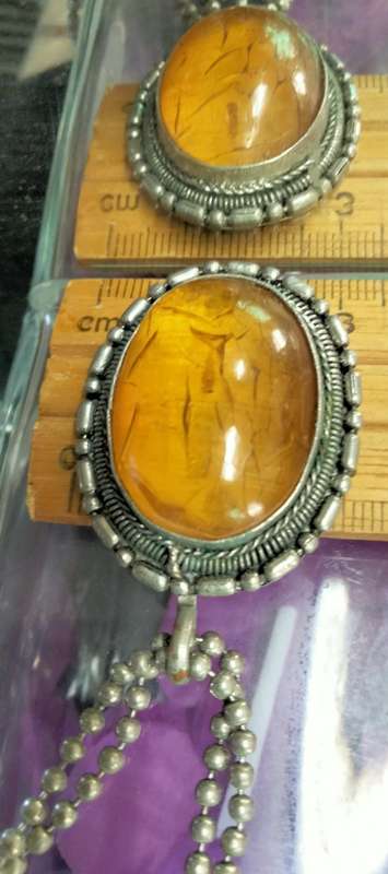 Necklace Unusual AMBER-CHAIN metal balls LOOK At My BUY NOW LISTINGS NO WAITING