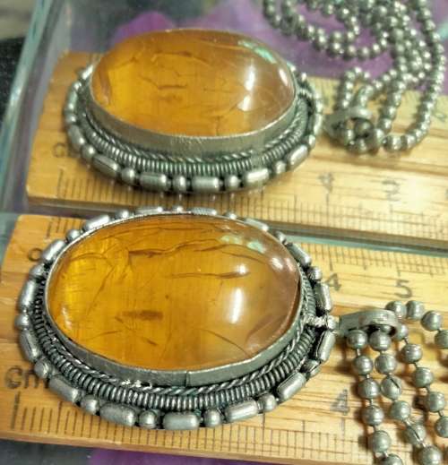 Necklace Unusual AMBER-CHAIN metal balls LOOK At My BUY NOW LISTINGS NO WAITING