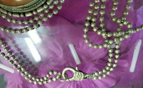 Necklace Unusual AMBER-CHAIN metal balls LOOK At My BUY NOW LISTINGS NO WAITING