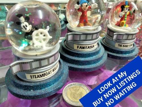 Triple Mickey Mouse Snow globe*Fantasia*SteamBoat*The Band Concert LOOK atMy BUY NOW itemsNO WAITING