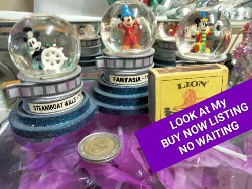 Triple Mickey Mouse Snow globe*Fantasia*SteamBoat*The Band Concert LOOK atMy BUY NOW itemsNO WAITING