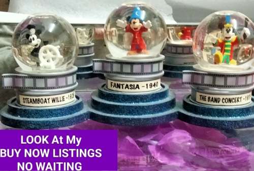 Triple Mickey Mouse Snow globe*Fantasia*SteamBoat*The Band Concert LOOK atMy BUY NOW itemsNO WAITING