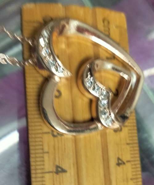 Necklace - Pendant Heart Crystals Rose Gold Tone metal+Chain MOD.LOOK At My BUY NOW ltems NO WAITING