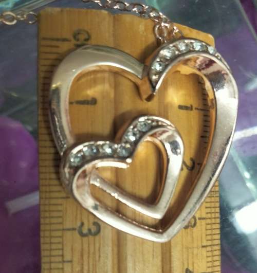 Necklace - Pendant Heart Crystals Rose Gold Tone metal+Chain MOD.LOOK At My BUY NOW ltems NO WAITING
