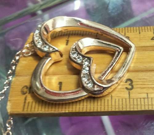 Necklace - Pendant Heart Crystals Rose Gold Tone metal+Chain MOD.LOOK At My BUY NOW ltems NO WAITING