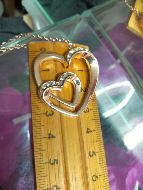 Necklace - Pendant Heart Crystals Rose Gold Tone metal+Chain MOD.LOOK At My BUY NOW ltems NO WAITING