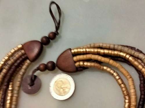 1 Bib mixed Necklace  multiple 6 strands painted multiple small roundel beads wood