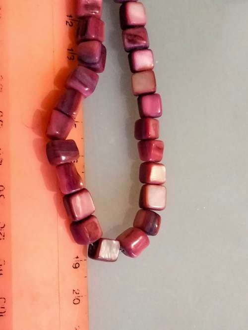 2 Necklaces  -Gemstones Maroon PINK Art deco style Cube Indian Agate sq+I Gold Brown.