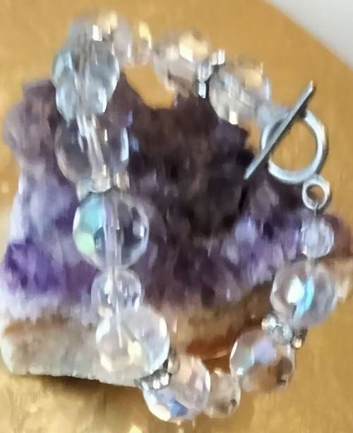 Bracelet - Rhinestones  Faceted Crystals cut glass spacer rondel sparkling refraction of light great