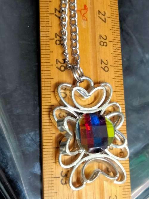 Necklace - Dichroic Stone dazzling glass LOOK At My BUY NOW LISTINGS NO WAITING