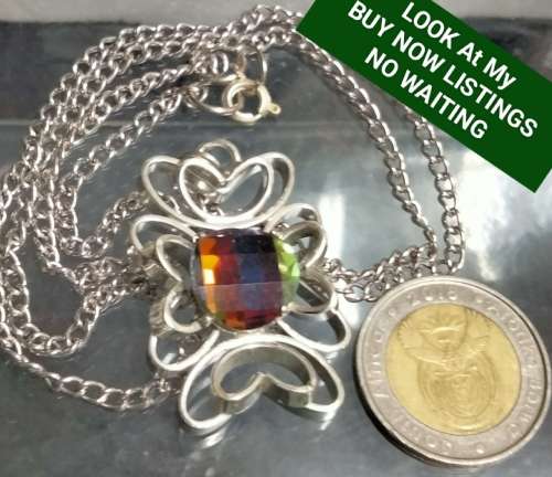 Necklace - Dichroic Stone dazzling glass LOOK At My BUY NOW LISTINGS NO WAITING