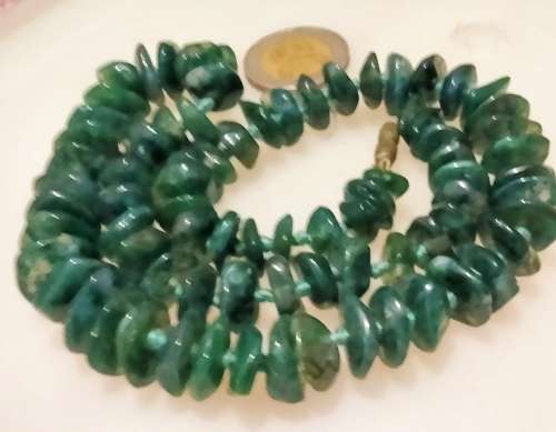 81 MOSS AGATE GEMSTONEs-beaded knots betweeenTranslucent mottled pattern EXQUISITE