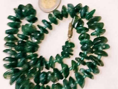81 MOSS AGATE GEMSTONEs-beaded knots betweeenTranslucent mottled pattern EXQUISITE