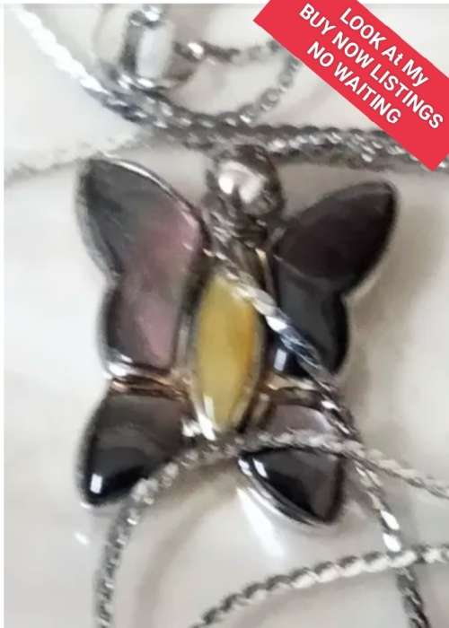 Necklace - STERLING SILVER  Butterfly 925 clearly stamped on Back chain 18 KGP stamped