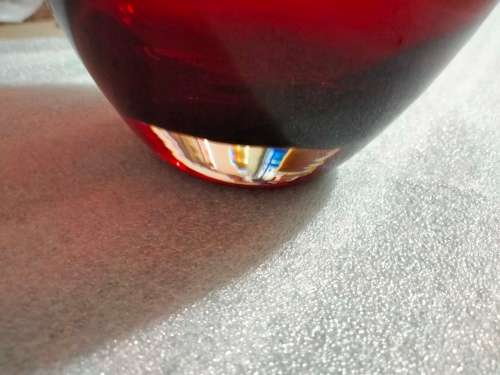 Vase + SEA SHELL- 1RUBY RED ART Glass Ovoid* Whitfriar style*Display Shells BUY NOW items NO WAITING