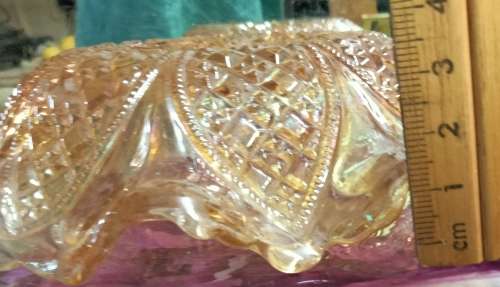Carnival Glass dish - Frilled scalloped edge* points *Cut Circles  Diamond Pattern Condition perfect