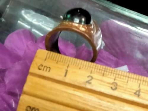 Dress RING Black Caboshone composite stone Cooper tone LOOK At My BUY NOW LISTING NO WAITING