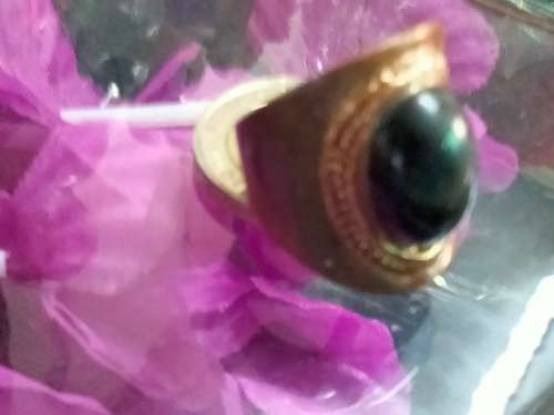 Dress RING Black Caboshone composite stone Cooper tone LOOK At My BUY NOW LISTING NO WAITING