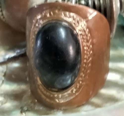 Dress RING Black Caboshone composite stone Cooper tone LOOK At My BUY NOW LISTING NO WAITING
