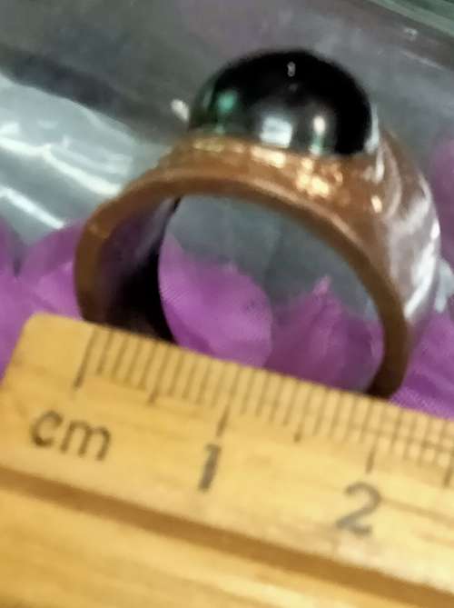 Dress RING Black Caboshone composite stone Cooper tone LOOK At My BUY NOW LISTING NO WAITING