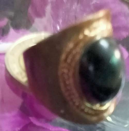 Dress RING Black Caboshone composite stone Cooper tone LOOK At My BUY NOW LISTING NO WAITING
