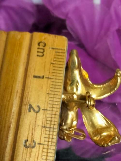 ORCHID either Brooch or NECKLACE also has loop for chain Pendant - Gold tone metal