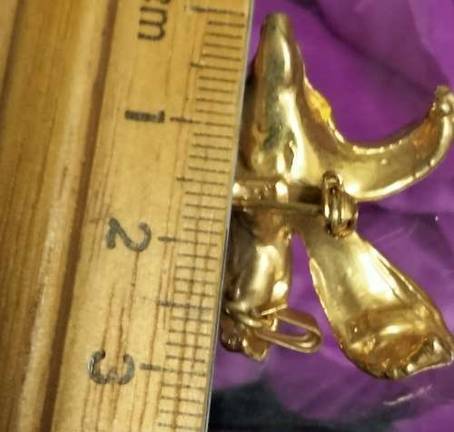 ORCHID either Brooch or NECKLACE also has loop for chain Pendant - Gold tone metal