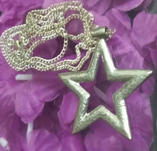 Necklace Pendant - STAR Crystals Silver tone metal+Chain MOD.LOOK At My BUY NOW ltems NO WAITING