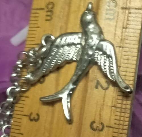 Necklace Pendant - small bird Silver tone metal+Chain MOD.LOOK At My BUY NOW ltems NO WAITING