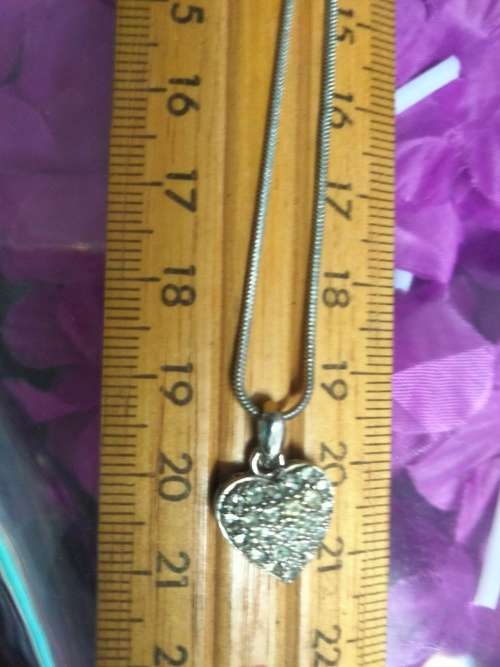 Necklace Pendant - small Heart crystalsSilver tone metal+Chain MOD.LOOK At My BUY NOWitemsNO WAITING