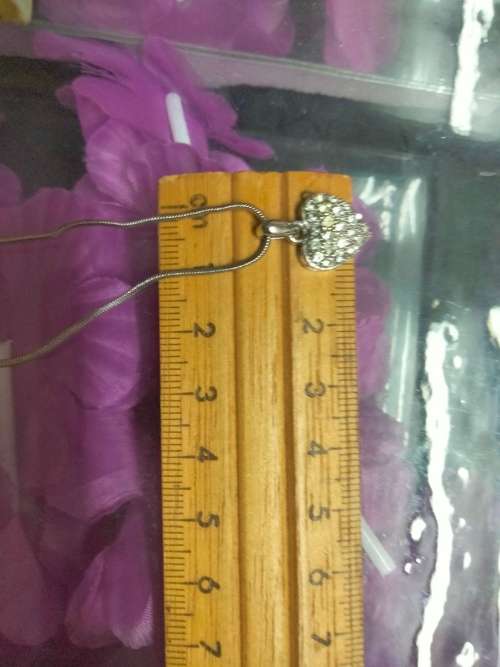 Necklace Pendant - small Heart crystalsSilver tone metal+Chain MOD.LOOK At My BUY NOWitemsNO WAITING