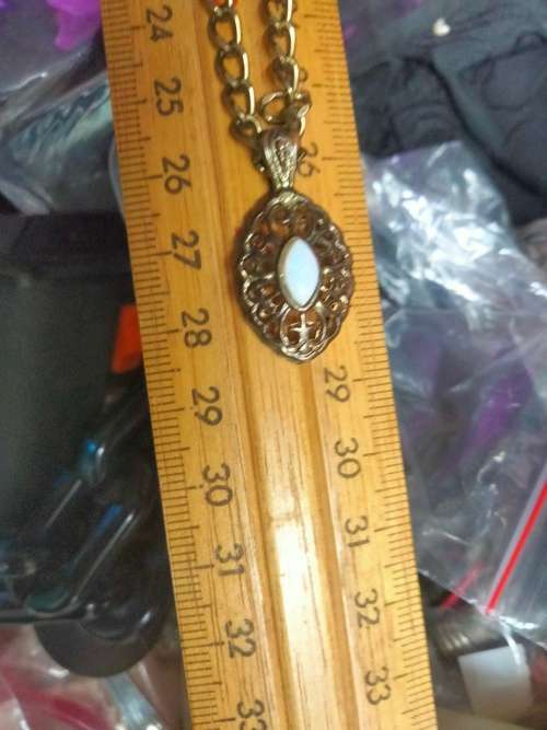 Necklace  Pendant Opal  filigree gold tone metal+Chain MOD.LOOK At My BUY NOW ltems NO WAITING