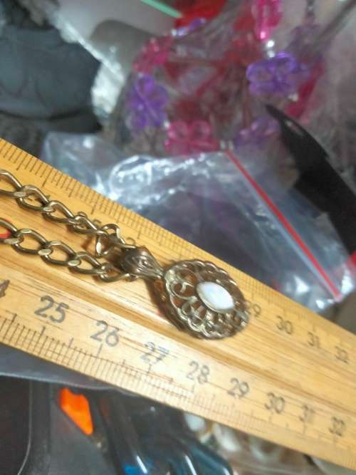 Necklace  Pendant Opal  filigree gold tone metal+Chain MOD.LOOK At My BUY NOW ltems NO WAITING