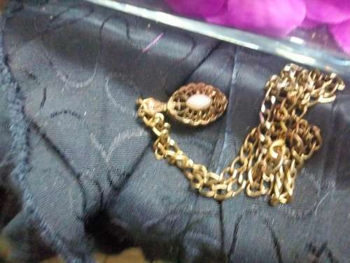 Necklace  Pendant Opal  filigree gold tone metal+Chain MOD.LOOK At My BUY NOW ltems NO WAITING
