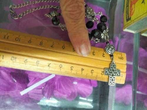 Necklace Pendant -CROSS - graduating beadSilver tone metal+Chain MOD.LOOKatMy BUY NOWltemsNO WAITING
