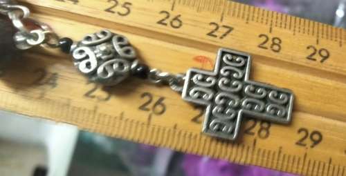Necklace Pendant -CROSS - graduating beadSilver tone metal+Chain MOD.LOOKatMy BUY NOWltemsNO WAITING