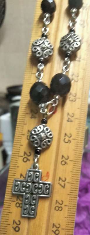 Necklace Pendant -CROSS - graduating beadSilver tone metal+Chain MOD.LOOKatMy BUY NOWltemsNO WAITING