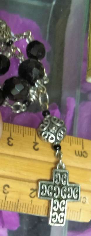 Necklace Pendant -CROSS - graduating beadSilver tone metal+Chain MOD.LOOKatMy BUY NOWltemsNO WAITING