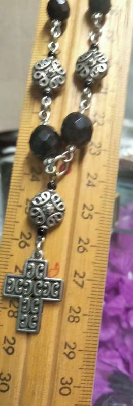 Necklace Pendant -CROSS - graduating beadSilver tone metal+Chain MOD.LOOKatMy BUY NOWltemsNO WAITING
