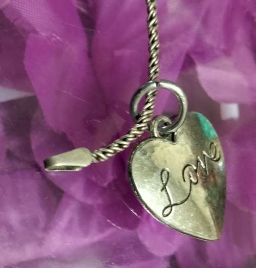 Choker - 925 stamped on ring SILVER CHAIN - + Small Heart - LOOK At My BUY NOW - NO WAITING